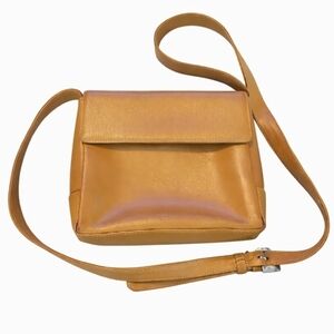 Lamarthe Camel Vintage Italian Leather Crossbody Bag